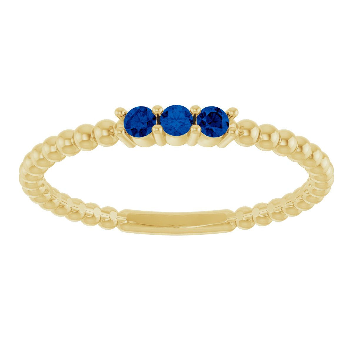 Lab-Grown Blue Sapphire Beaded Ring in 14k yellow gold