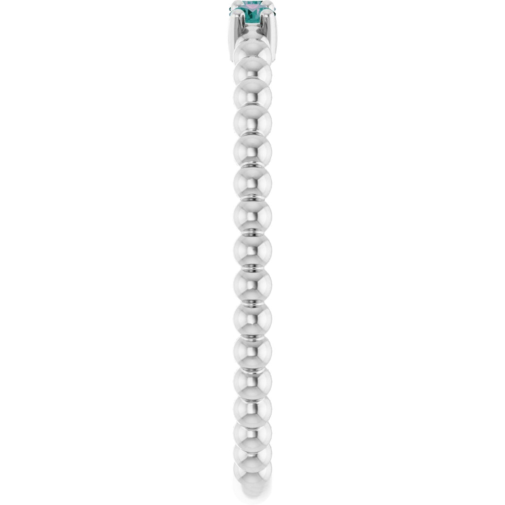 Lab-Grown Alexandrite Beaded Ring in 14k white gold