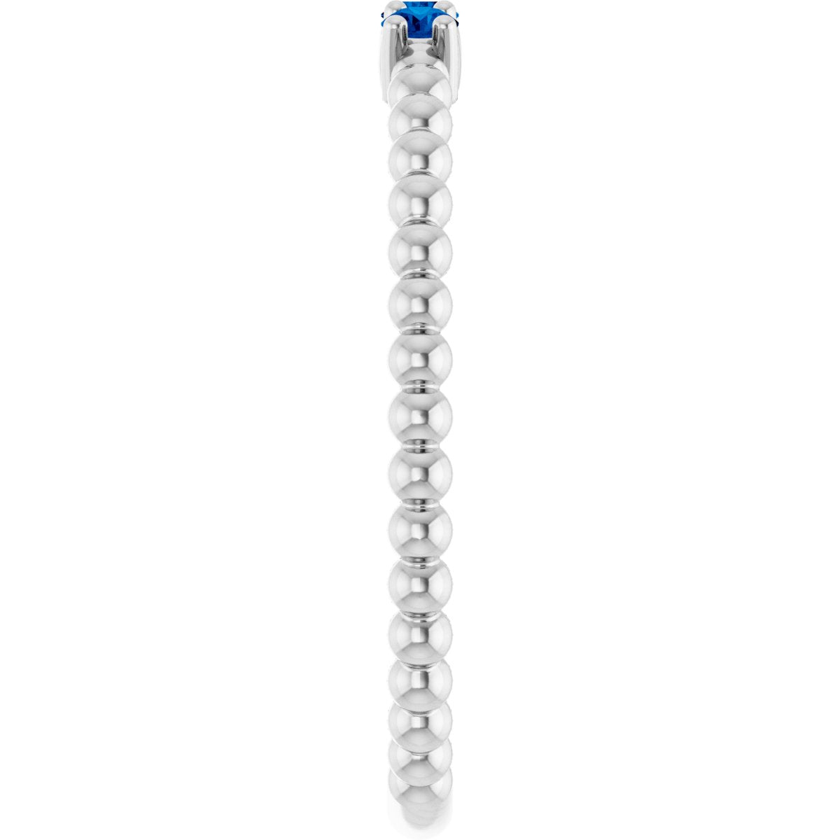 Lab-Grown Blue Sapphire Beaded Ring in 14k white gold