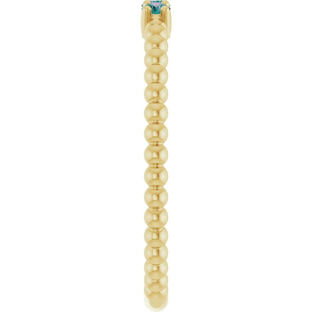 Lab-Grown Alexandrite Beaded Ring in 14k yellow gold