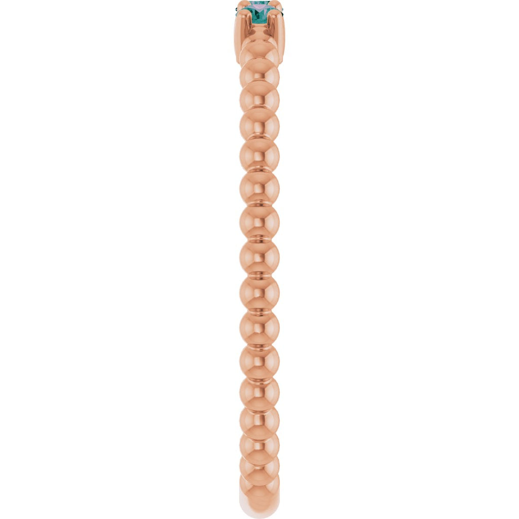Lab-Grown Alexandrite Beaded Ring in 14k rose gold