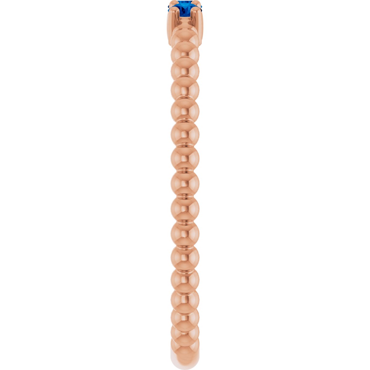 Lab-Grown Blue Sapphire Beaded Ring in 14k rose gold
