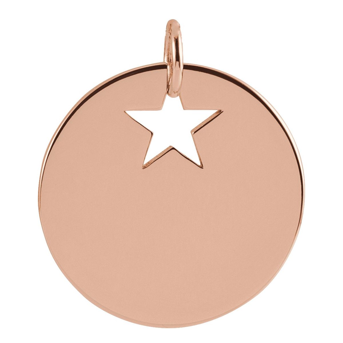 Pierced Star 15 mm Disc Pendant in 14k rose gold