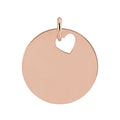 Pierced Heart 15 mm Disc Pendant in 14k rose gold