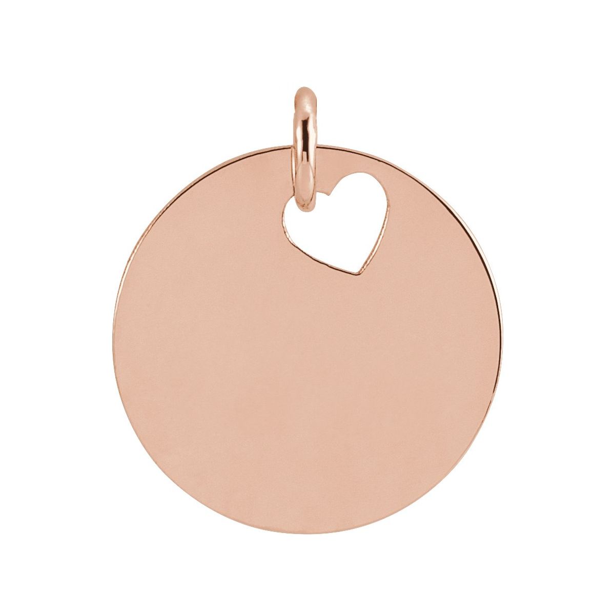 Pierced Heart 15 mm Disc Pendant in 14k rose gold