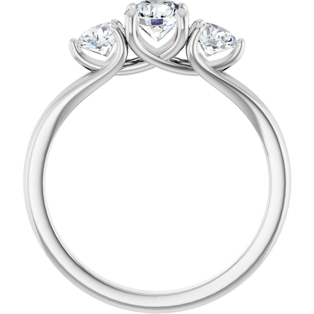 1 CTW Natural Diamond Three-Stone Engagement Ring in 14k white gold