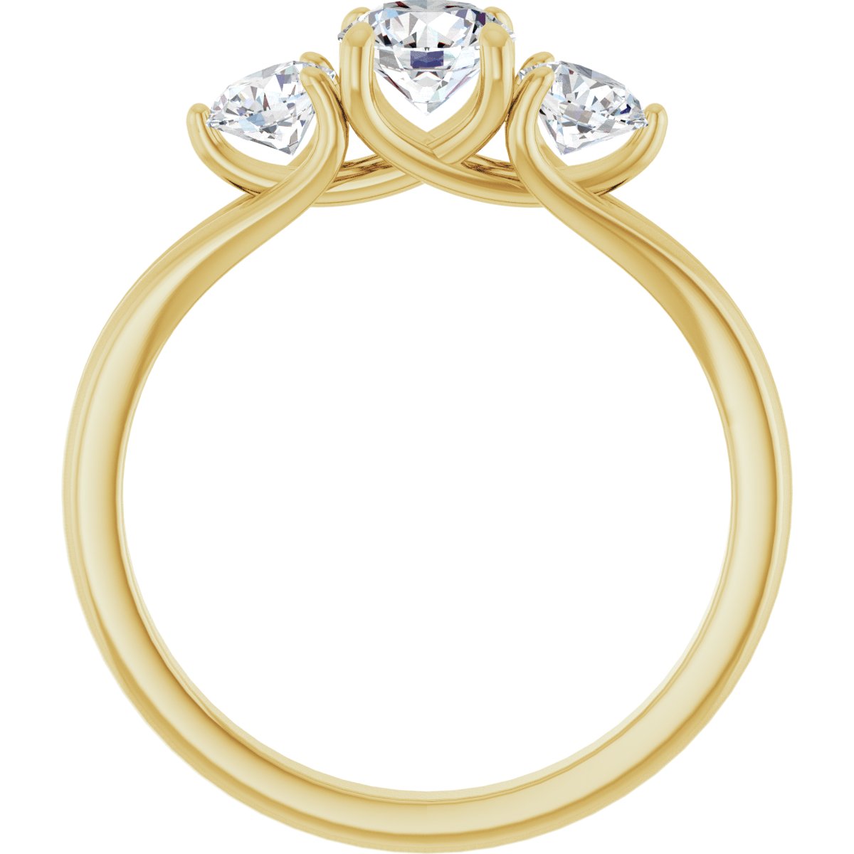 1 CTW Natural Diamond Three-Stone Engagement Ring in 14k yellow gold