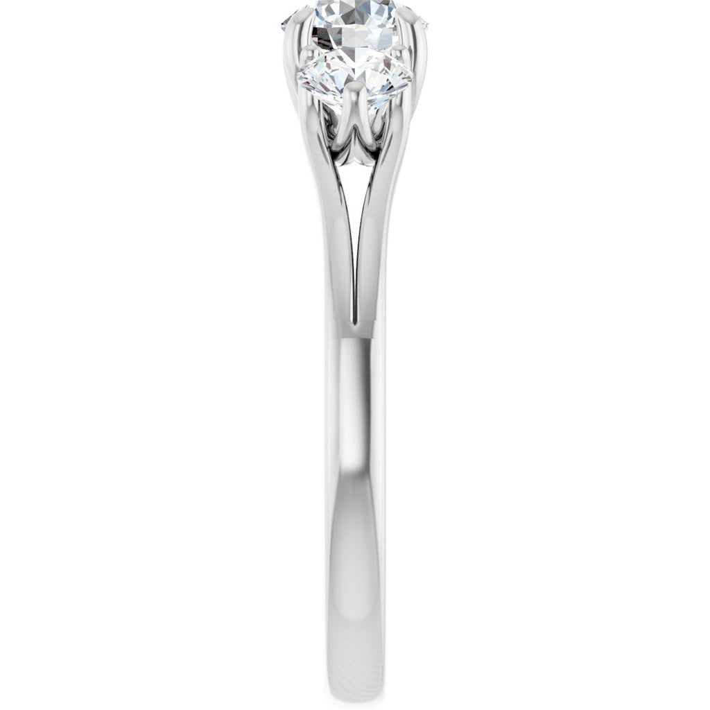 1 CTW Natural Diamond Three-Stone Engagement Ring in 14k white gold