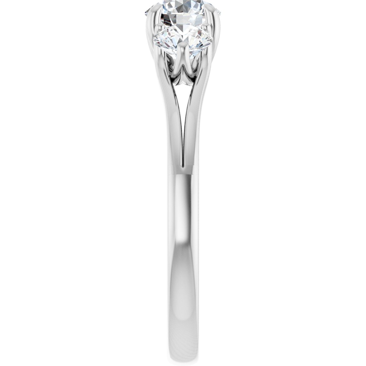 1 CTW Natural Diamond Three-Stone Engagement Ring in 14k white gold