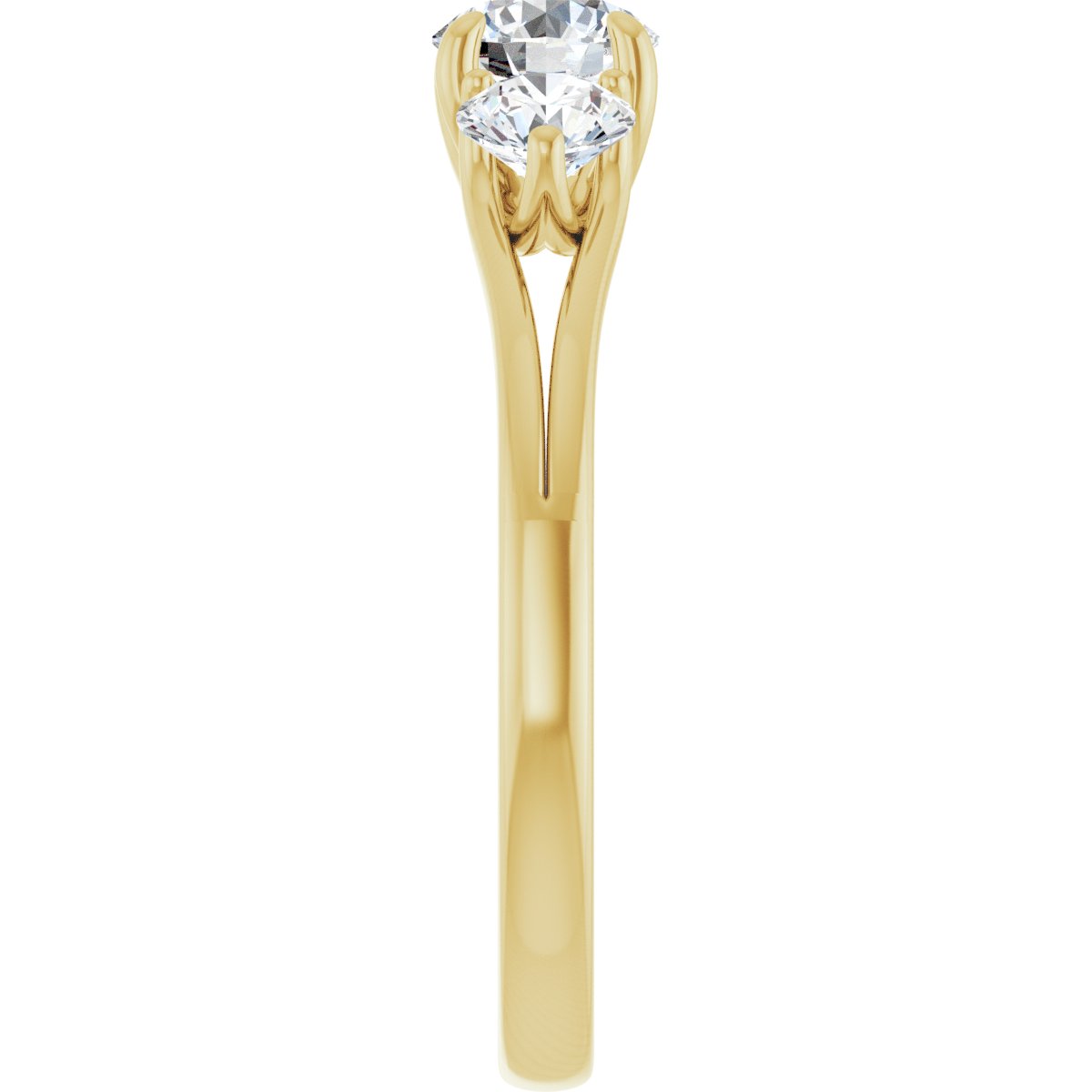 1 CTW Natural Diamond Three-Stone Engagement Ring in 14k yellow gold