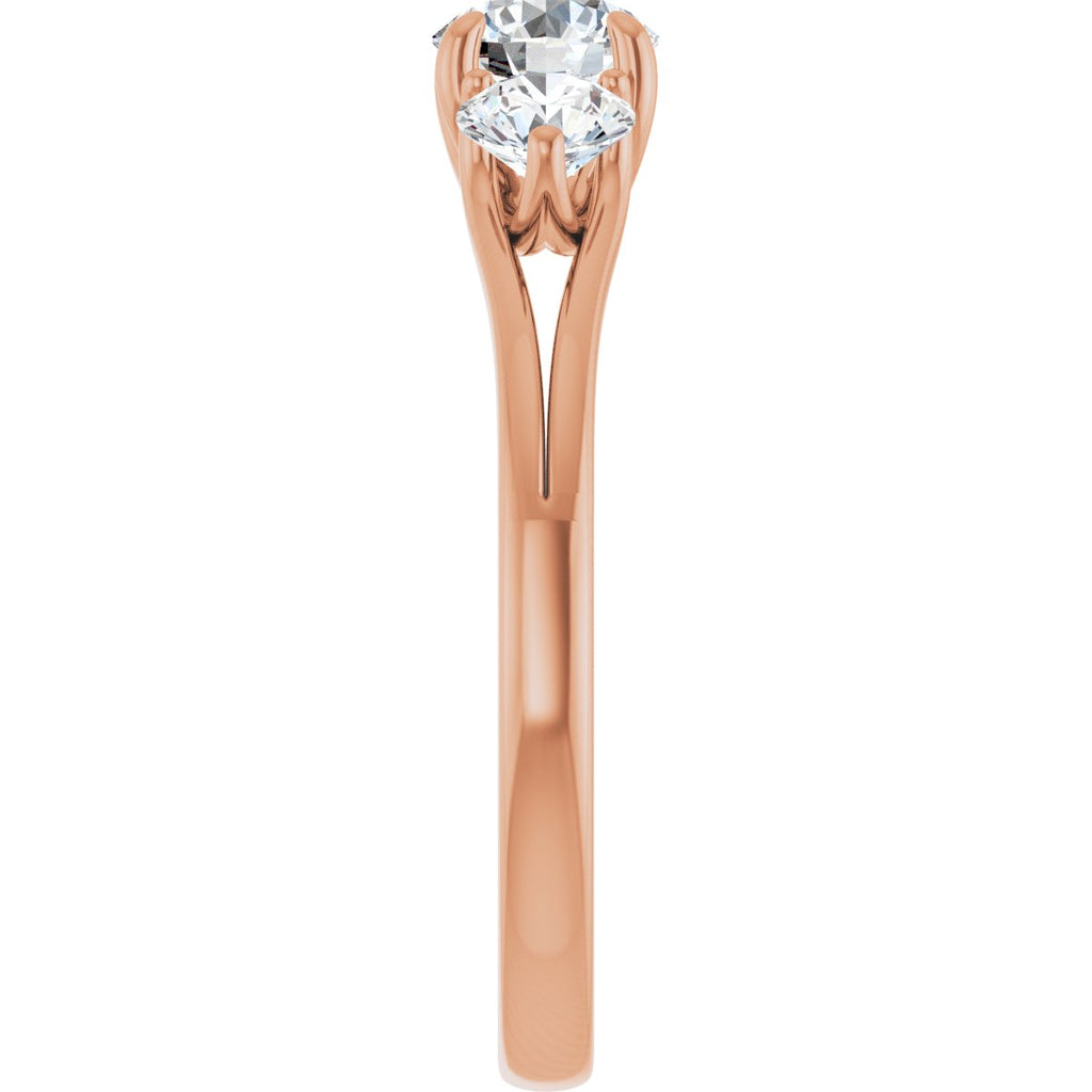1 CTW Natural Diamond Three-Stone Engagement Ring in 14k rose gold