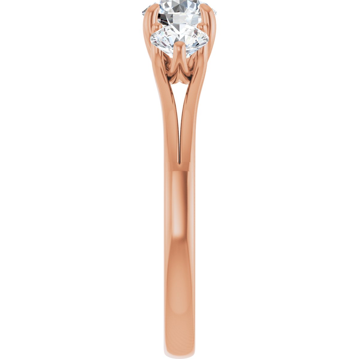 1 CTW Natural Diamond Three-Stone Engagement Ring in 14k rose gold