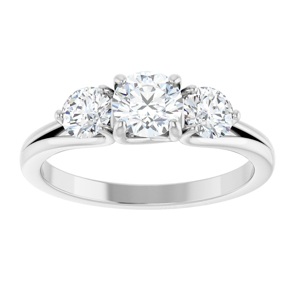 1 CTW Natural Diamond Three-Stone Engagement Ring in 14k white gold