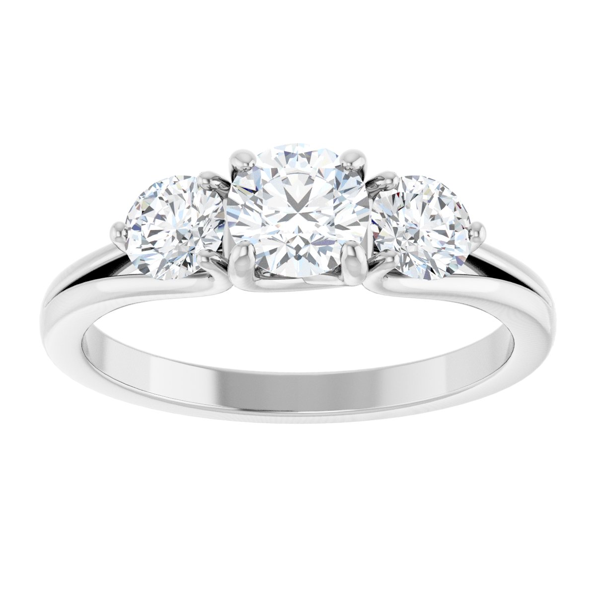 1 CTW Natural Diamond Three-Stone Engagement Ring in 14k white gold