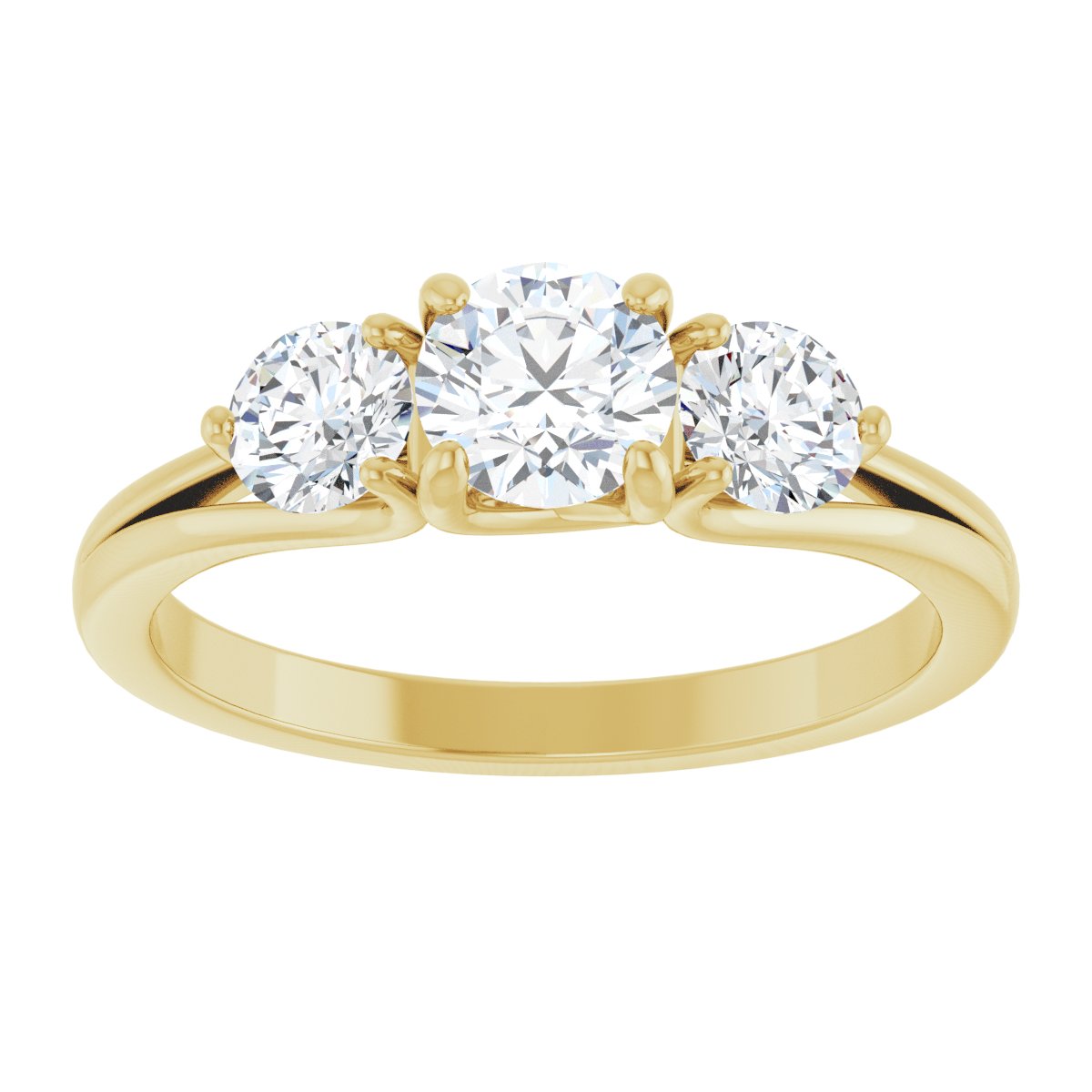 1 CTW Natural Diamond Three-Stone Engagement Ring in 14k yellow gold