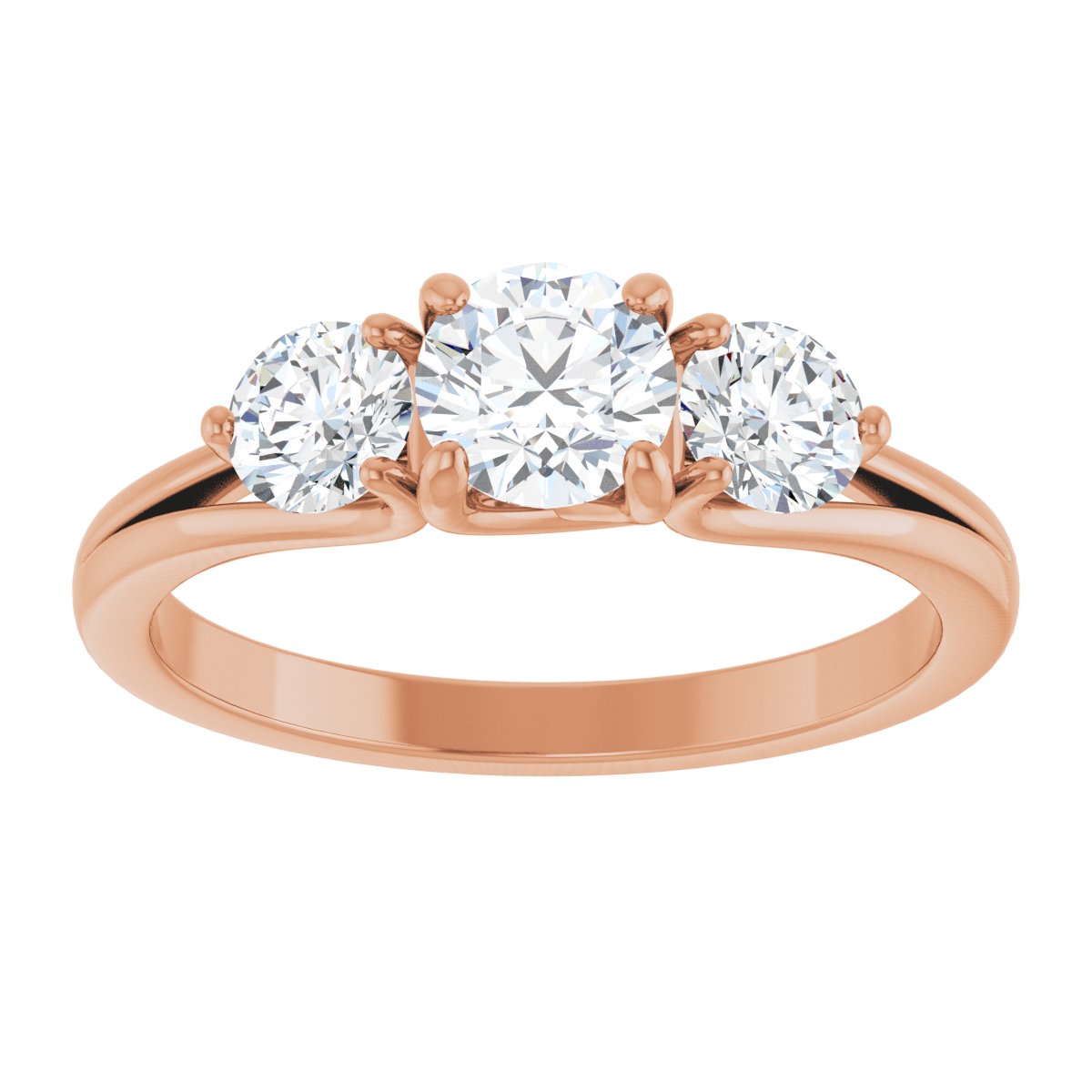 1 CTW Natural Diamond Three-Stone Engagement Ring in 14k rose gold