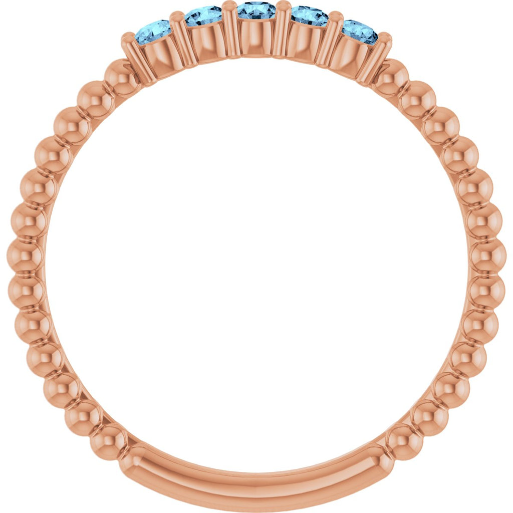 Natural Aquamarine Stackable Ring in 14k rose gold