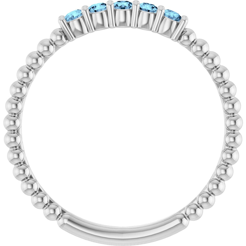 Natural Aquamarine Stackable Ring in 14k white gold