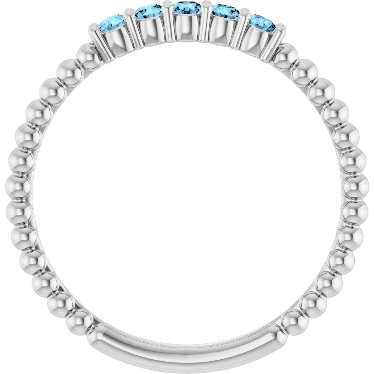 Natural Aquamarine Stackable Ring in 14k white gold