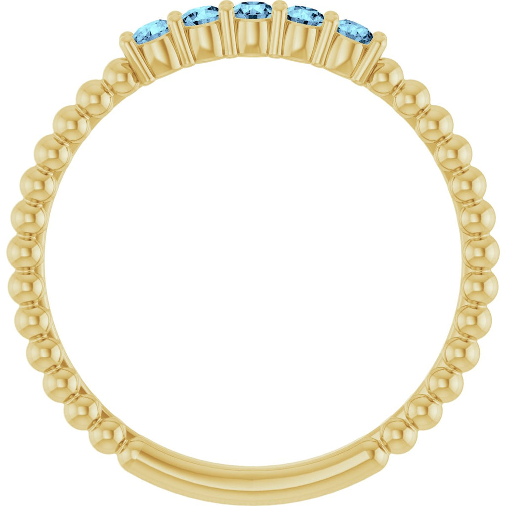 Natural Aquamarine Stackable Ring in 14k yellow gold