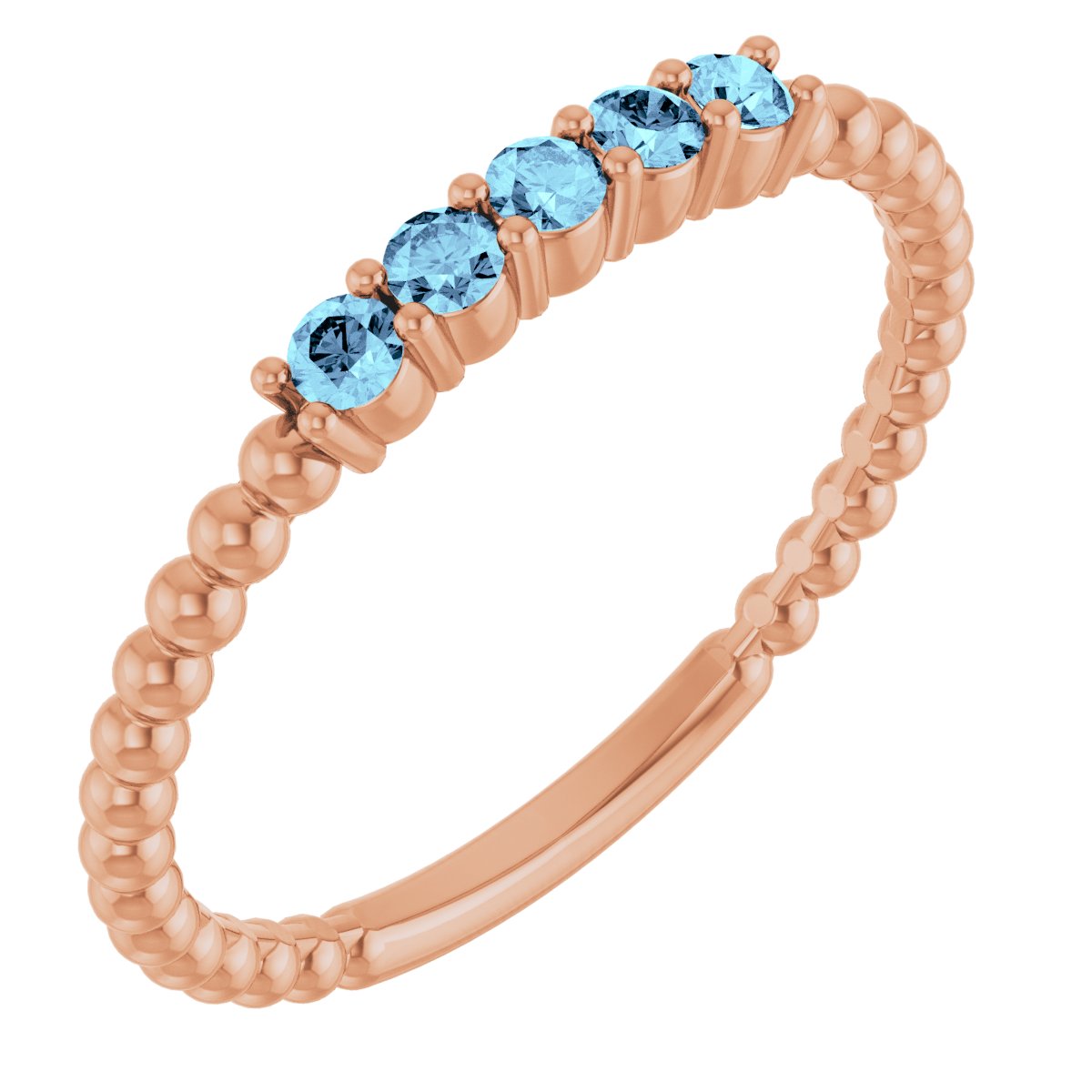 Natural Aquamarine Stackable Ring in 14k rose gold