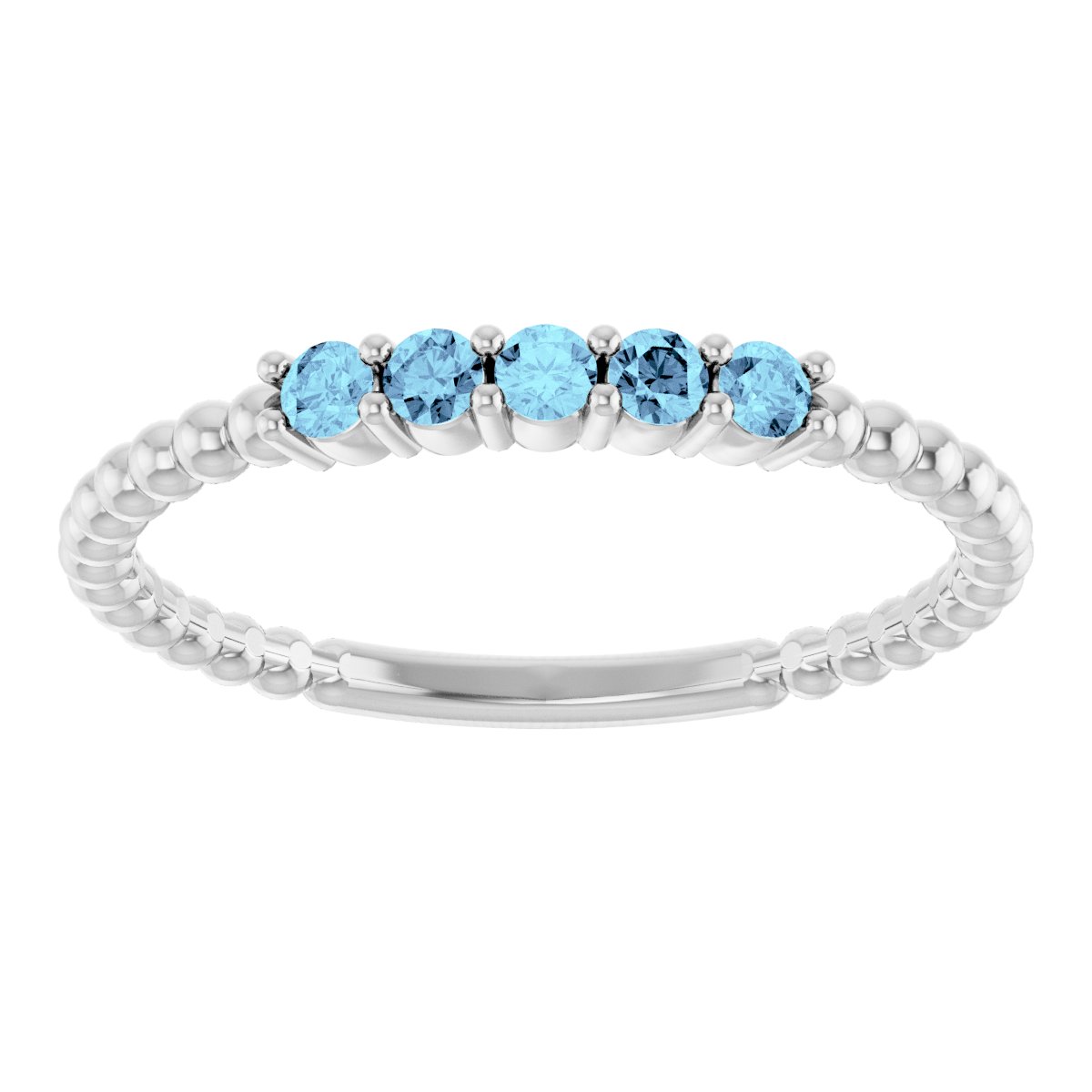 Natural Aquamarine Stackable Ring in 14k white gold