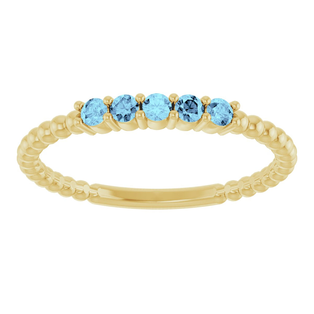 Natural Aquamarine Stackable Ring in 14k yellow gold