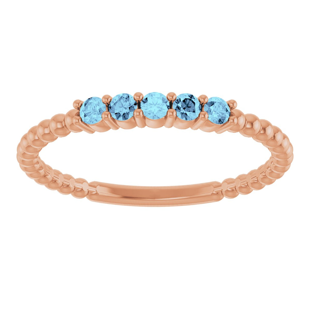 Natural Aquamarine Stackable Ring in 14k rose gold