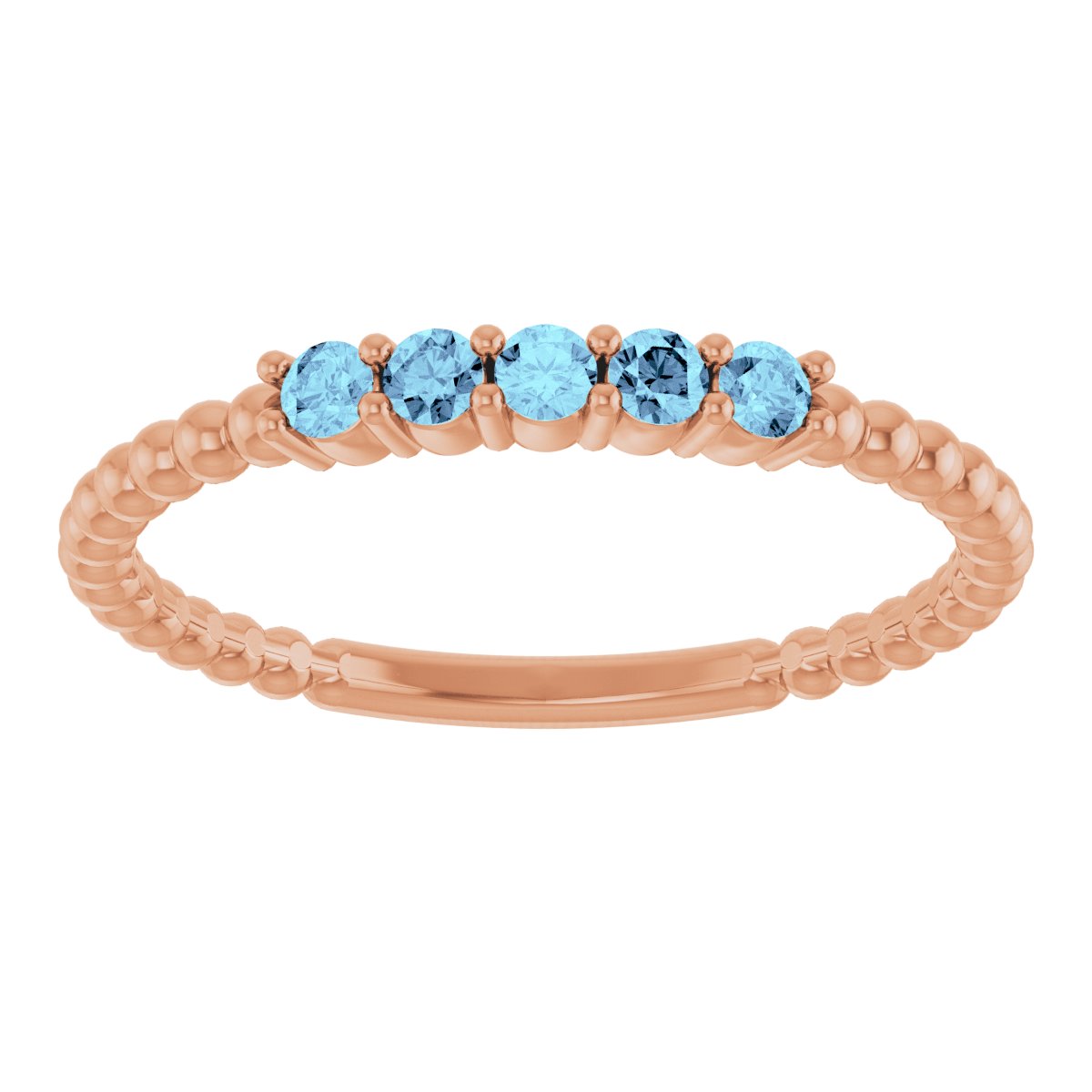 Natural Aquamarine Stackable Ring in 14k rose gold