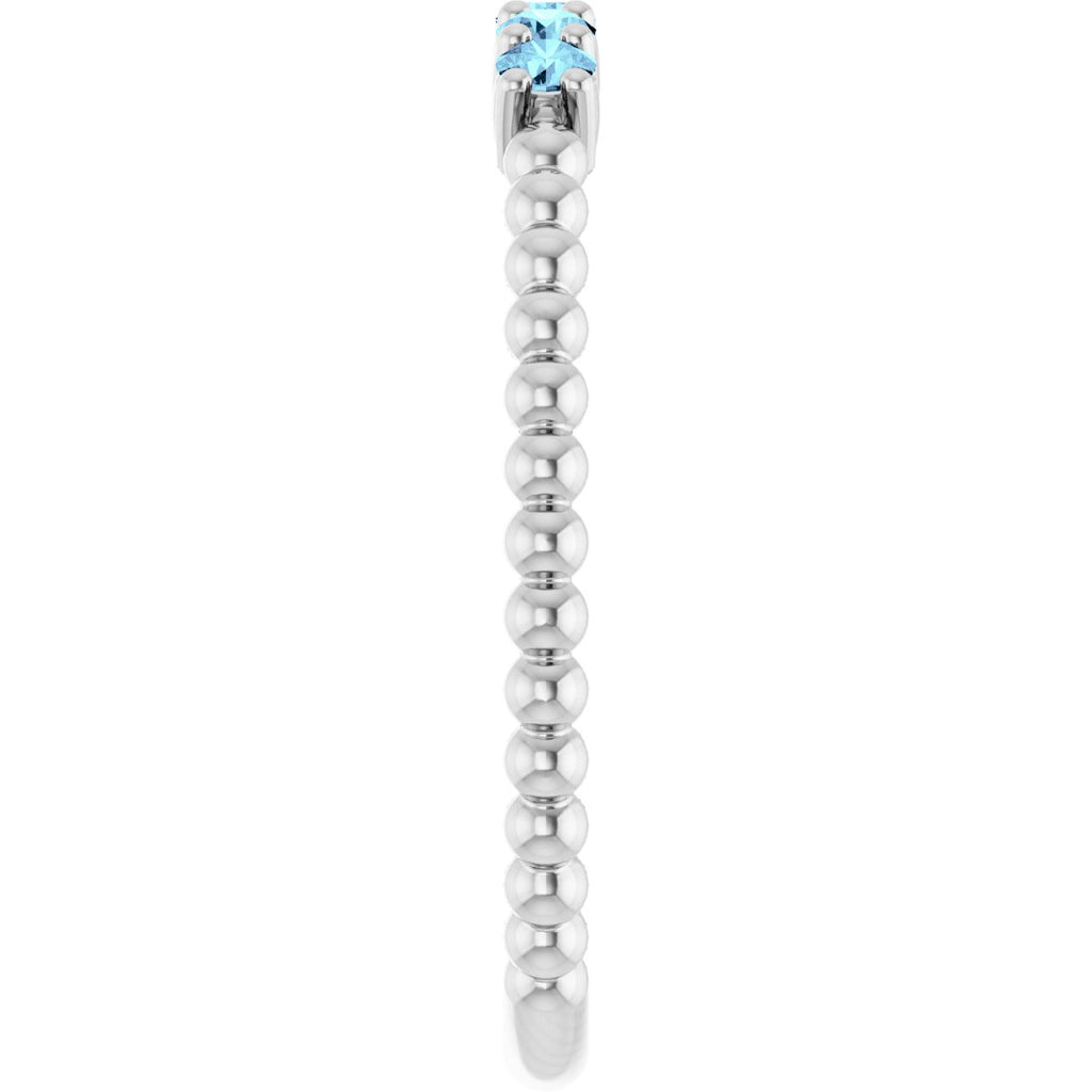 Natural Aquamarine Stackable Ring in 14k white gold