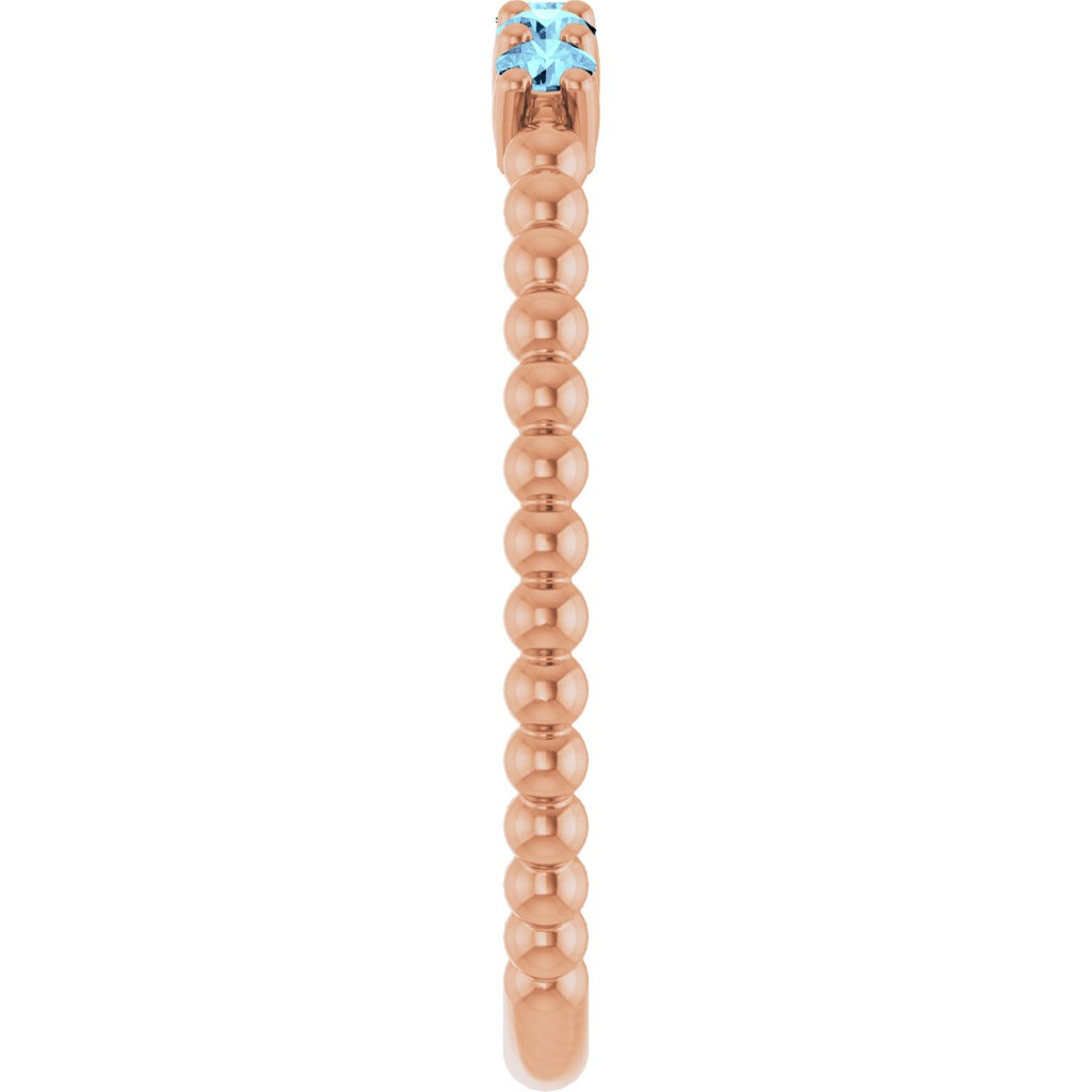 Natural Aquamarine Stackable Ring in 14k rose gold