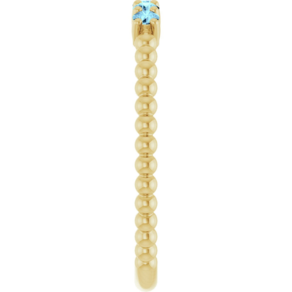 Natural Aquamarine Stackable Ring in 14k yellow gold