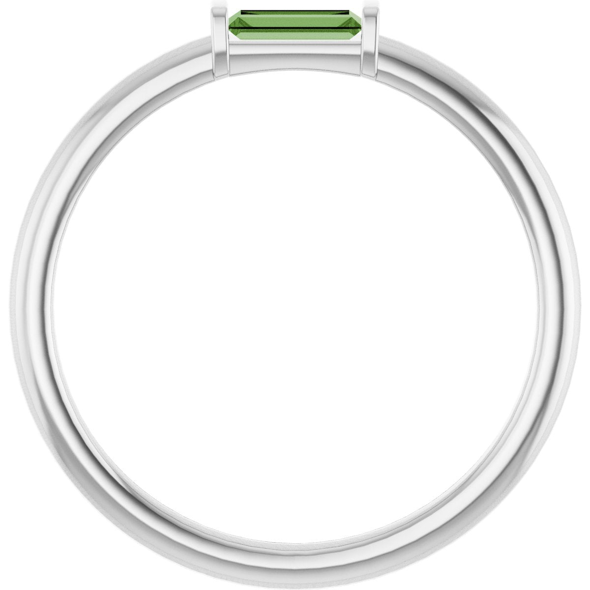Natural Green Tourmaline Stackable Ring in 14k white gold