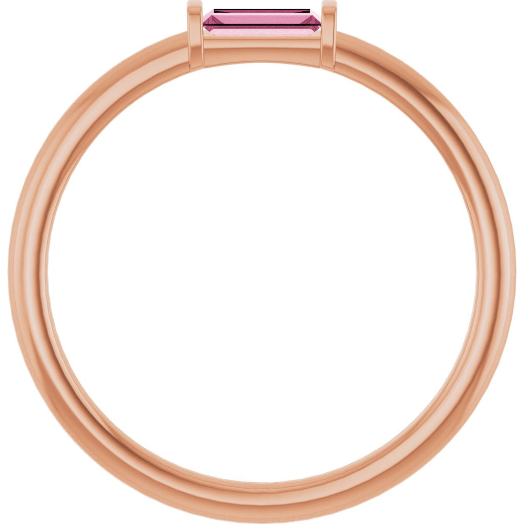Natural Pink Tourmaline Stackable Ring in 14k rose gold