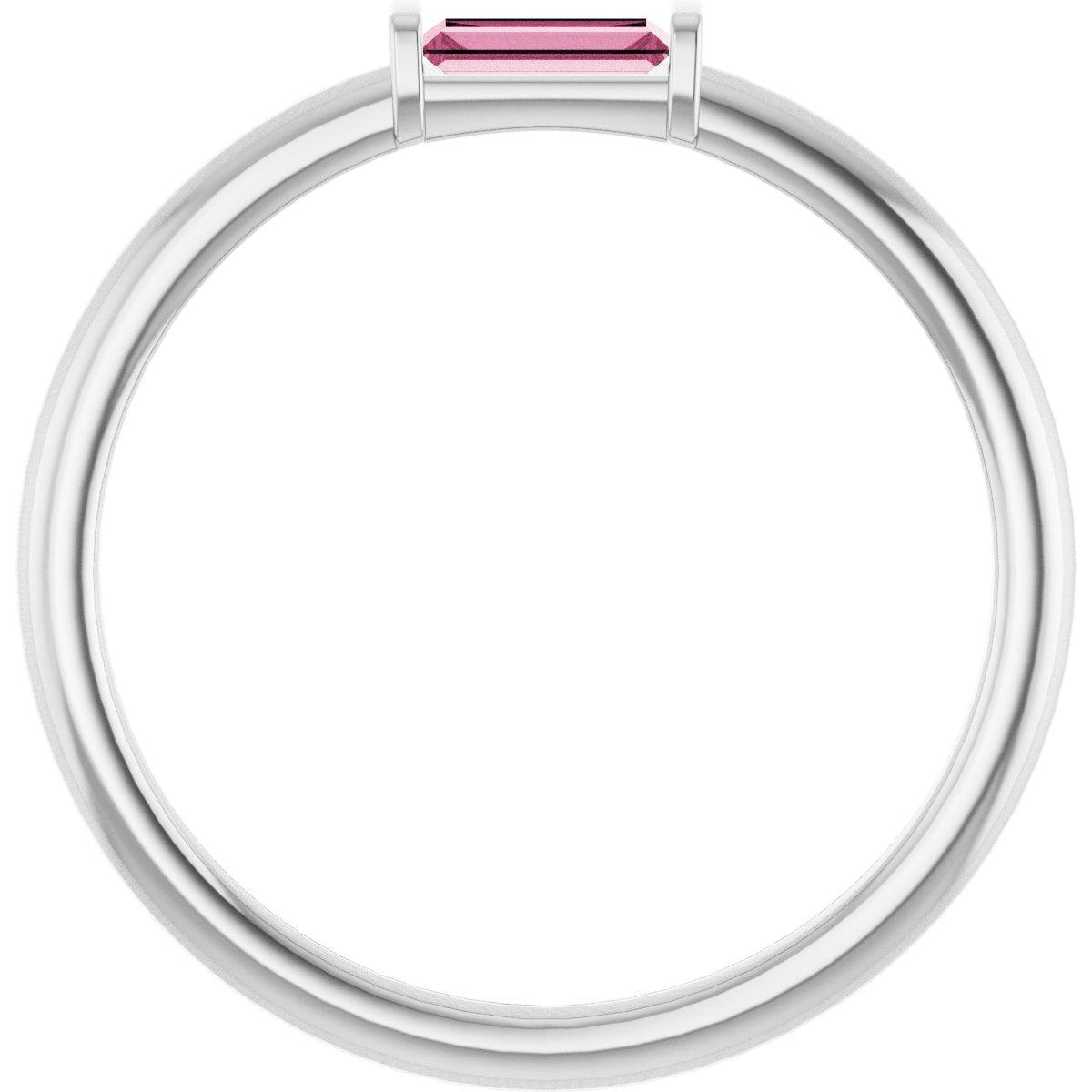 Natural Pink Tourmaline Stackable Ring in 14k white gold