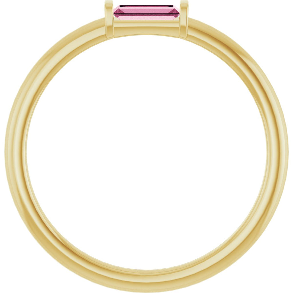 Natural Pink Tourmaline Stackable Ring in 14k yellow gold