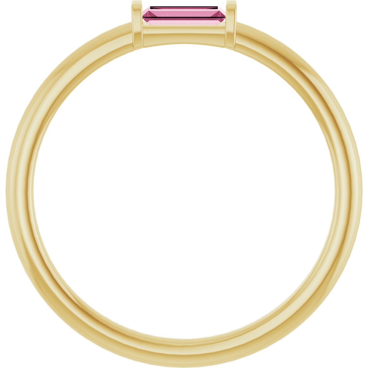 Natural Pink Tourmaline Stackable Ring in 14k yellow gold