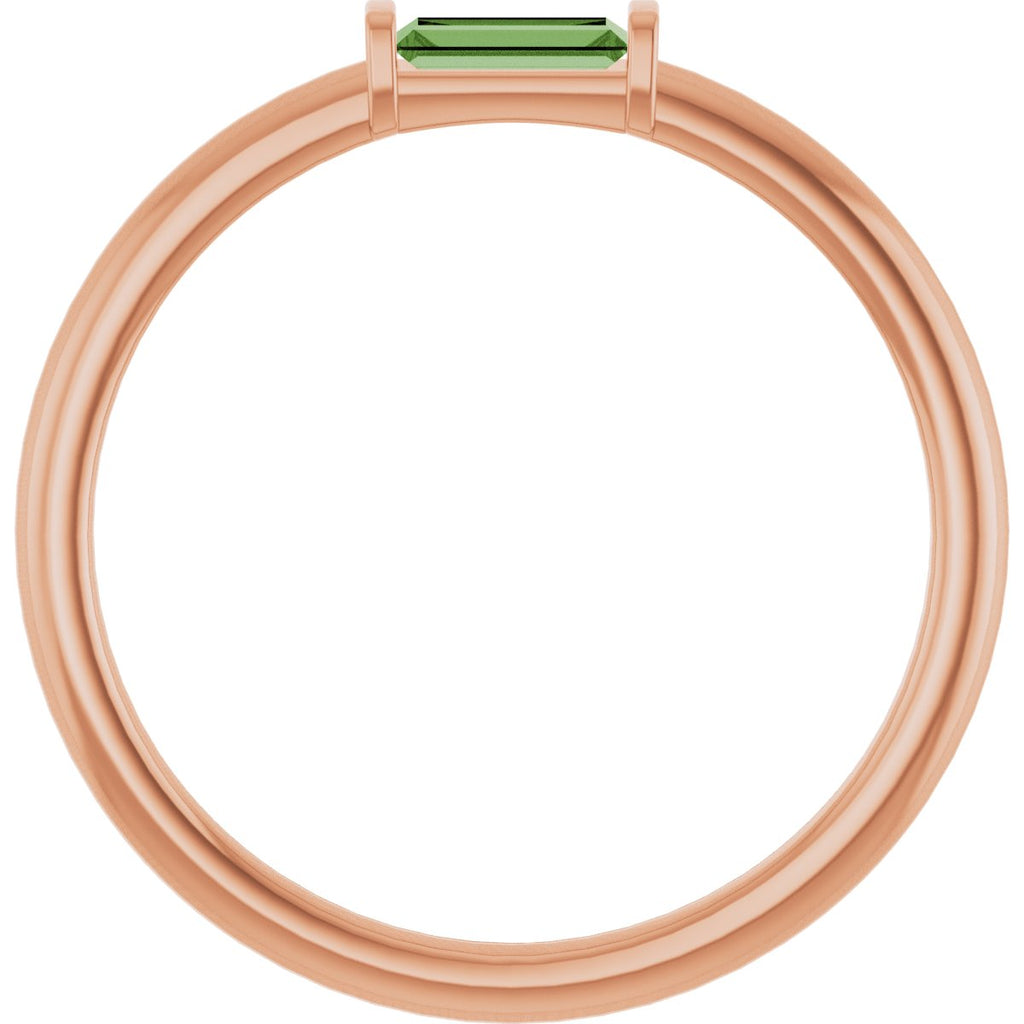 Natural Green Tourmaline Stackable Ring in 14k rose gold