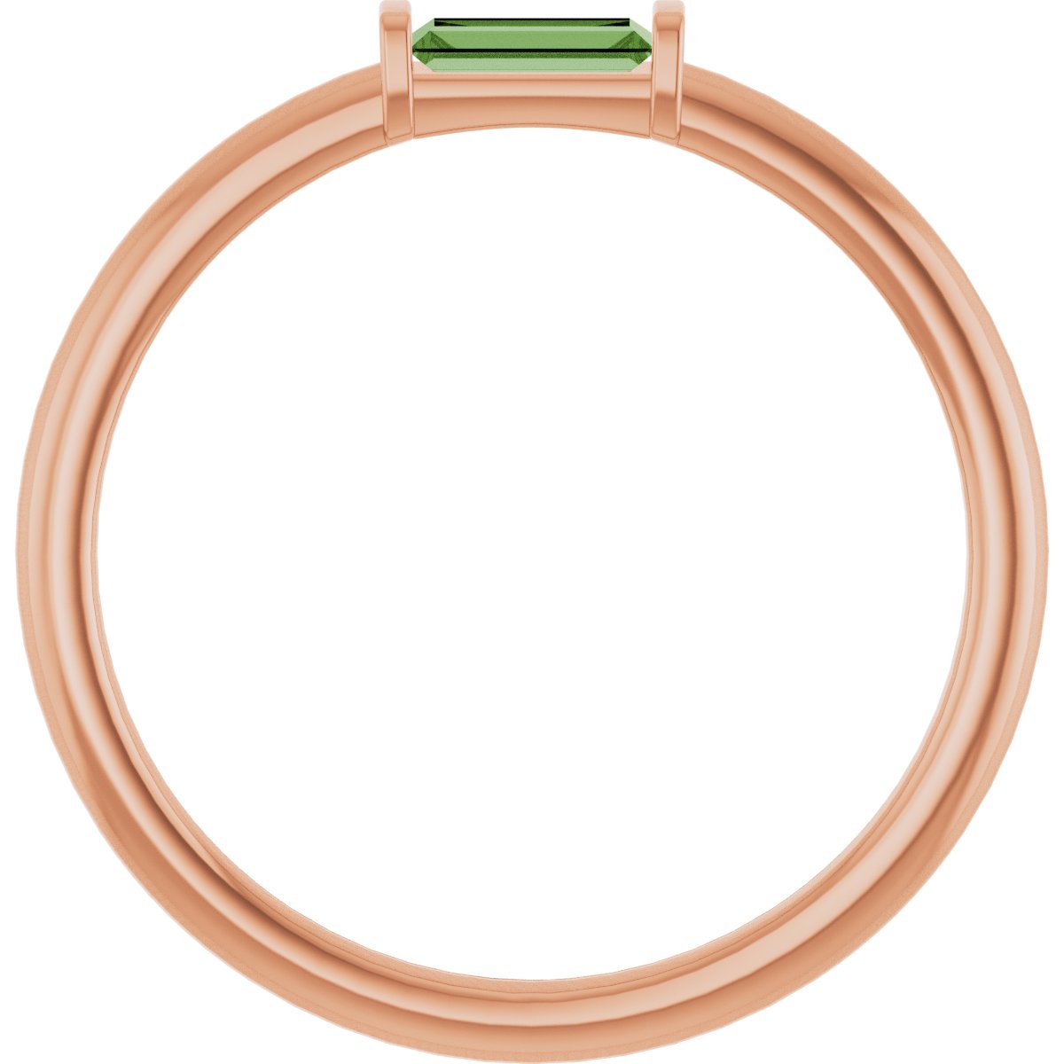 Natural Green Tourmaline Stackable Ring in 14k rose gold