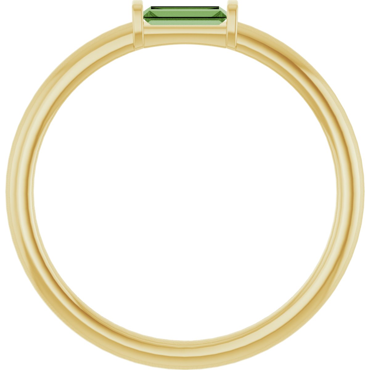 Natural Green Tourmaline Stackable Ring in 14k yellow gold