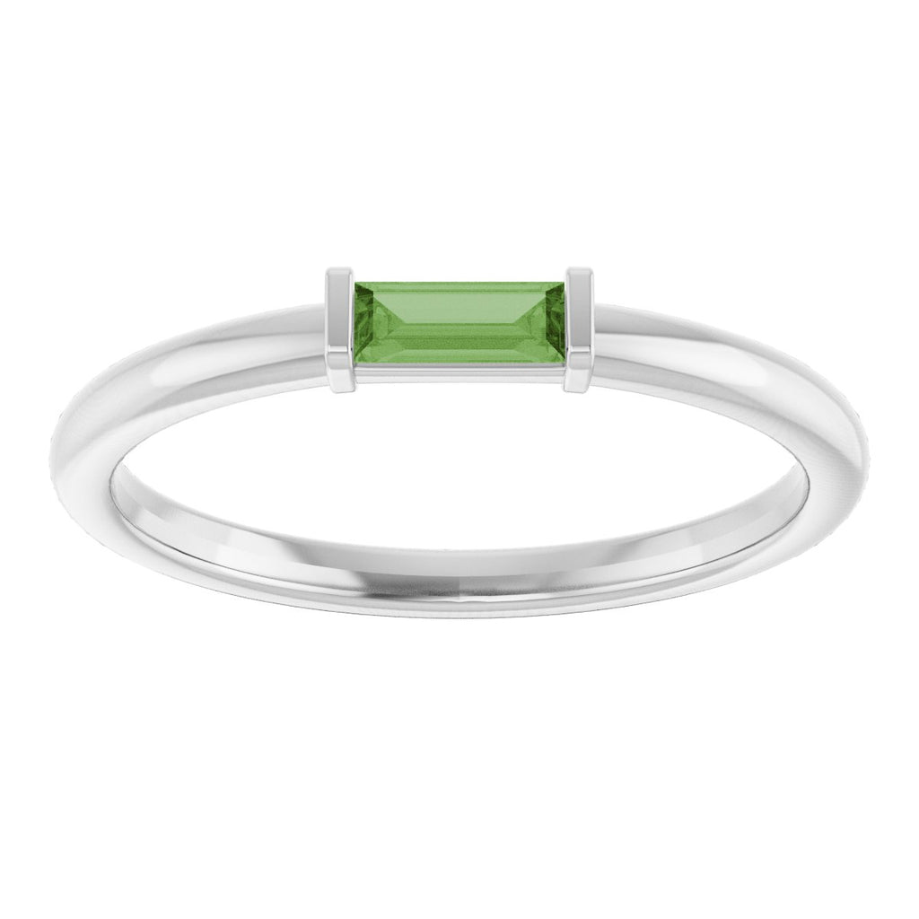 Natural Green Tourmaline Stackable Ring in 14k white gold
