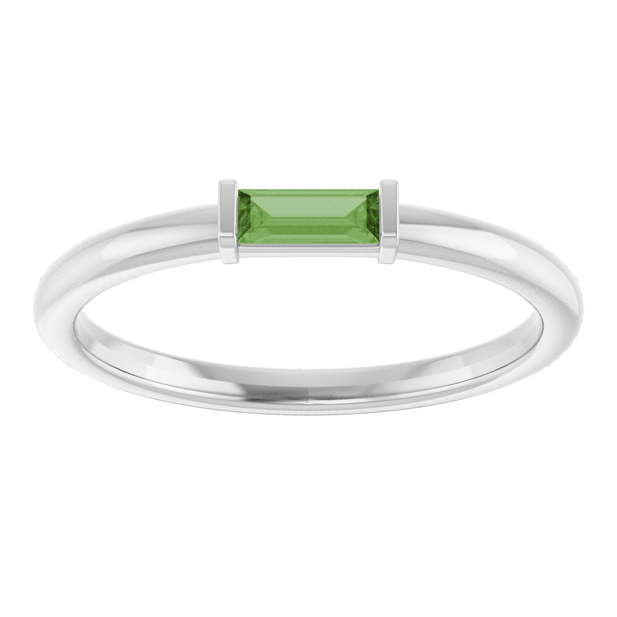 Natural Green Tourmaline Stackable Ring in 14k white gold