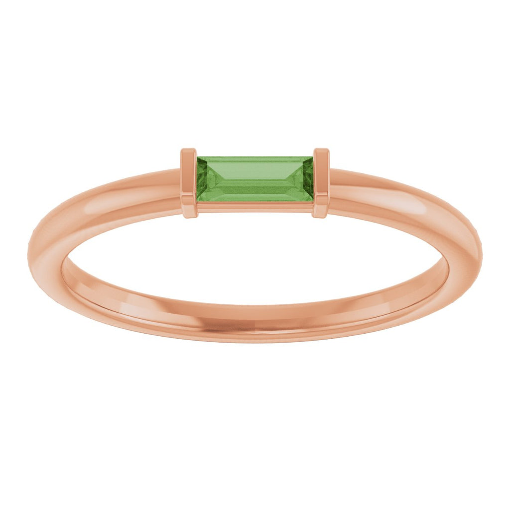 Natural Green Tourmaline Stackable Ring in 14k rose gold