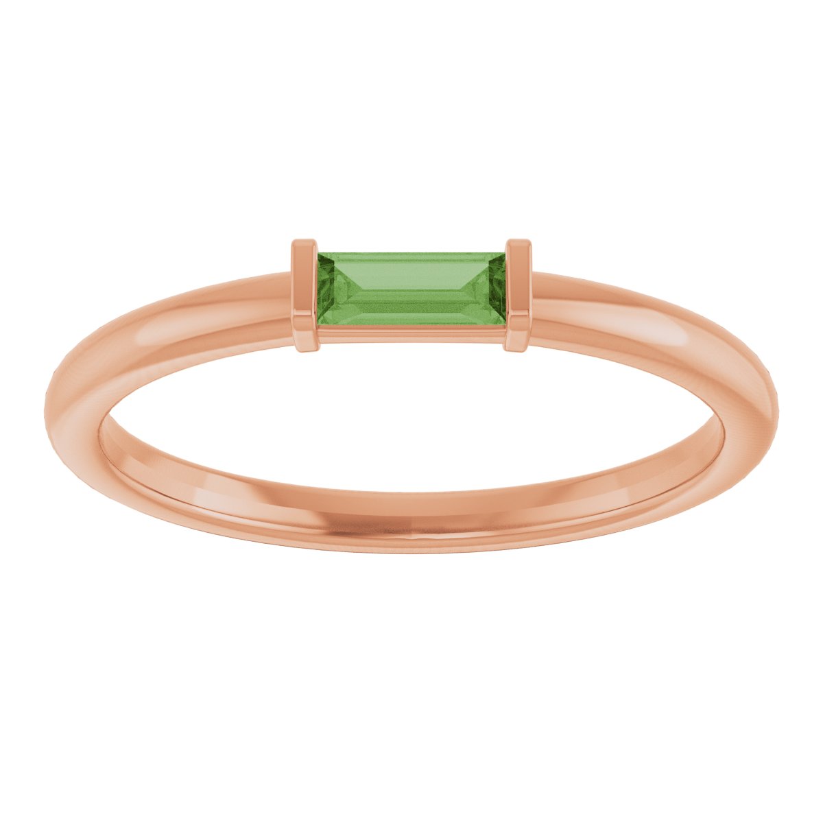 Natural Green Tourmaline Stackable Ring in 14k rose gold