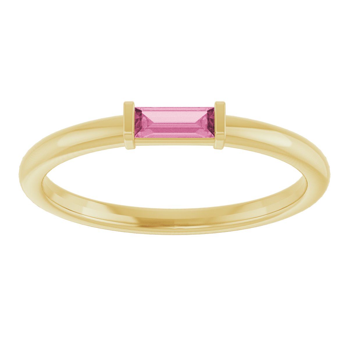 Natural Pink Tourmaline Stackable Ring in 14k yellow gold