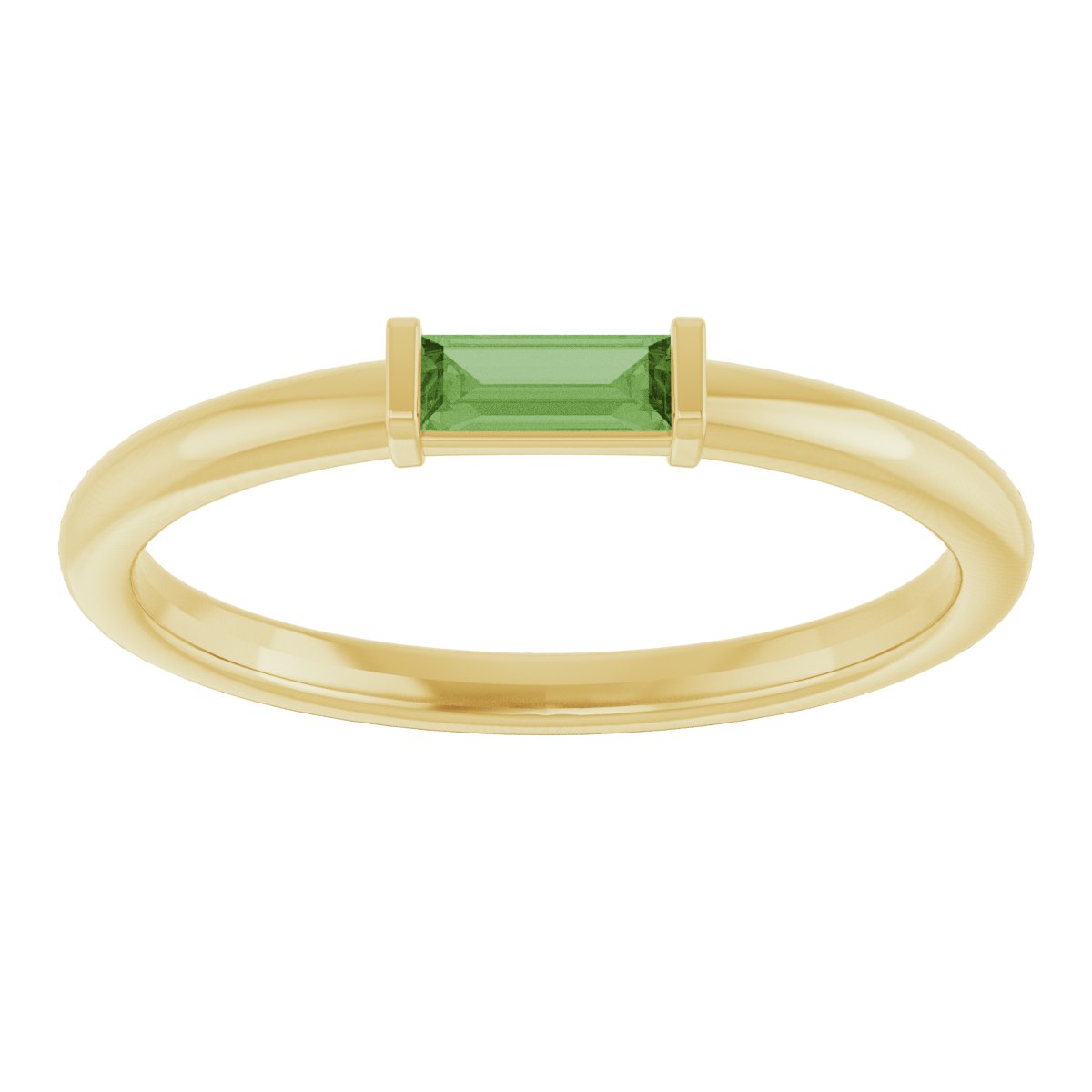 Natural Green Tourmaline Stackable Ring in 14k yellow gold