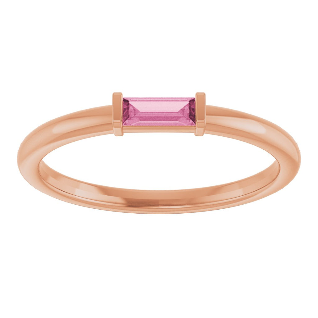 Natural Pink Tourmaline Stackable Ring in 14k rose gold