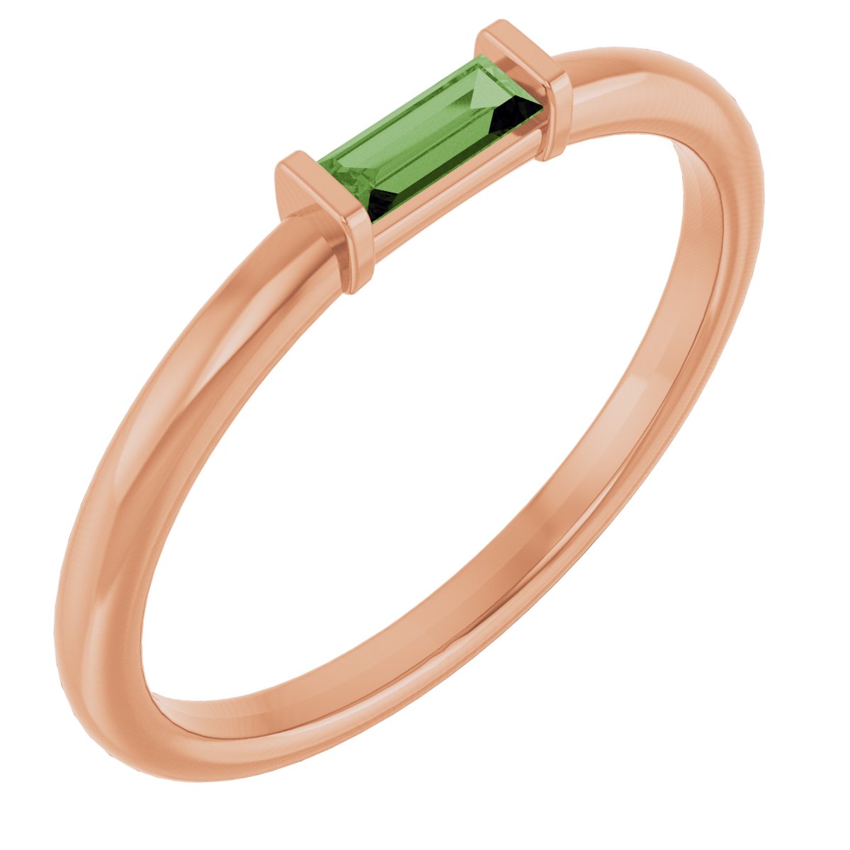 Natural Green Tourmaline Stackable Ring in 14k rose gold