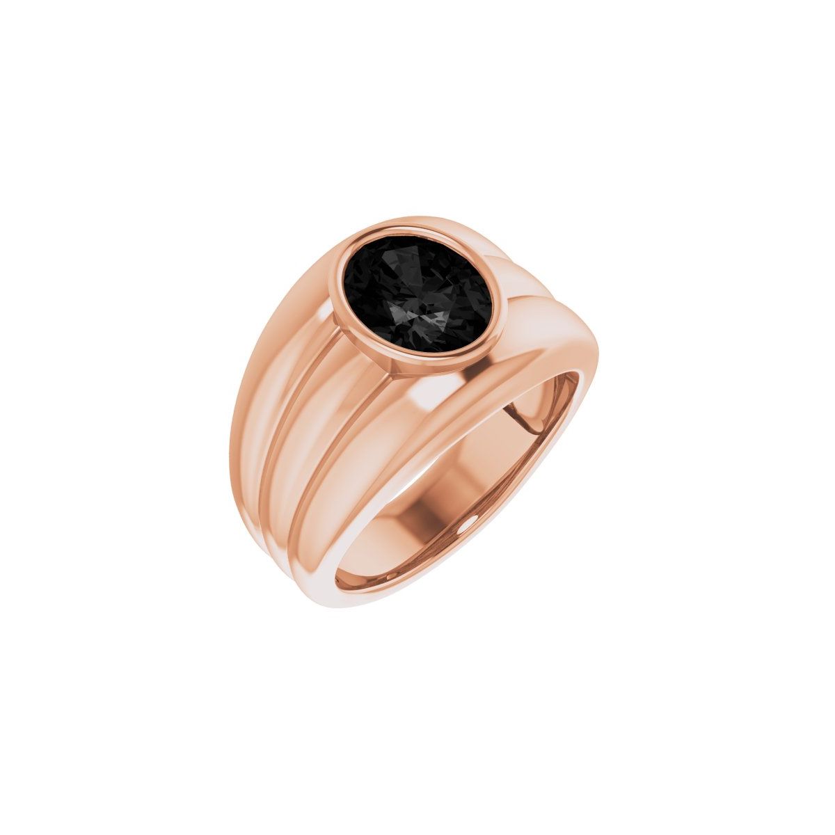 Natural Black Onyx Bezel Ring in 14k rose gold