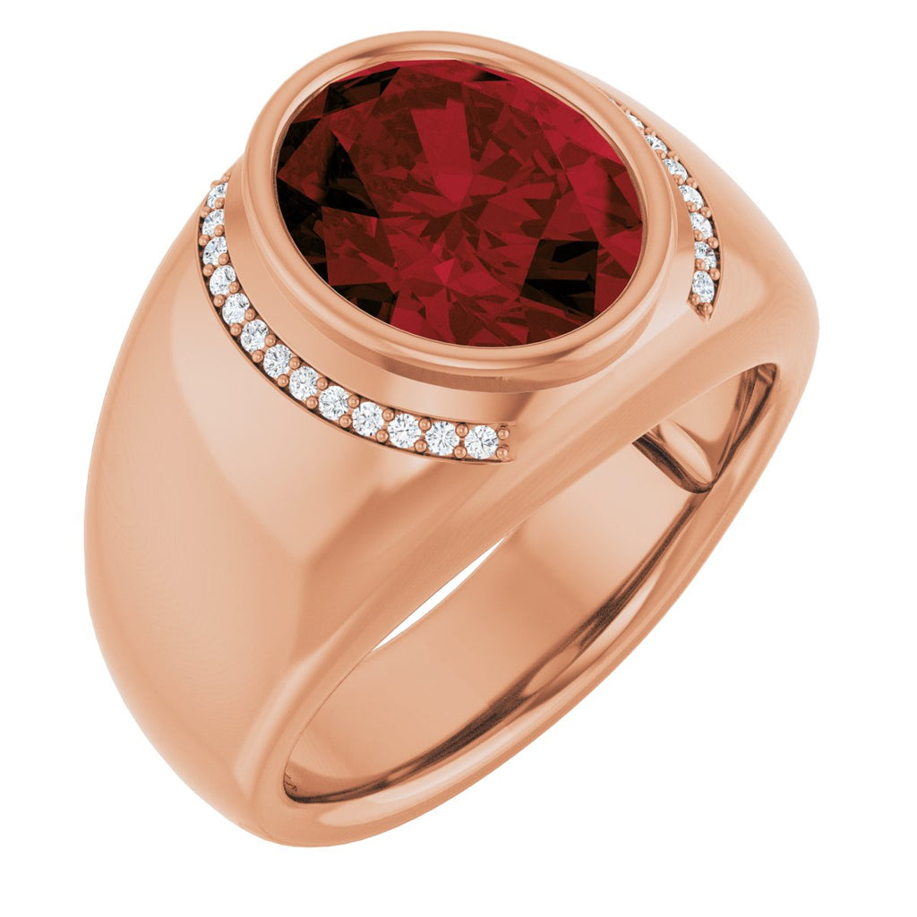 Natural Mozambique Garnet & 1/8 CTW Natural Diamond Ring in 14k rose gold